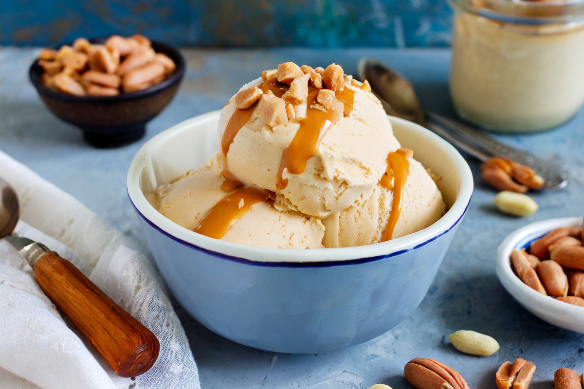 Home made frozen yogurt with peanut butter.