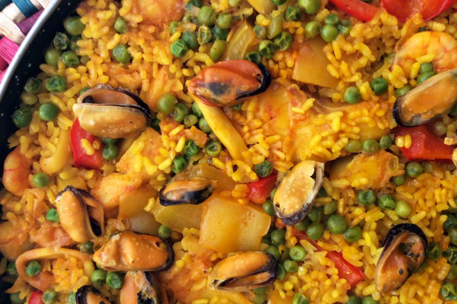Seafood paella.