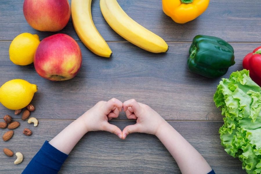 Healthy fruits and veggies for kids.