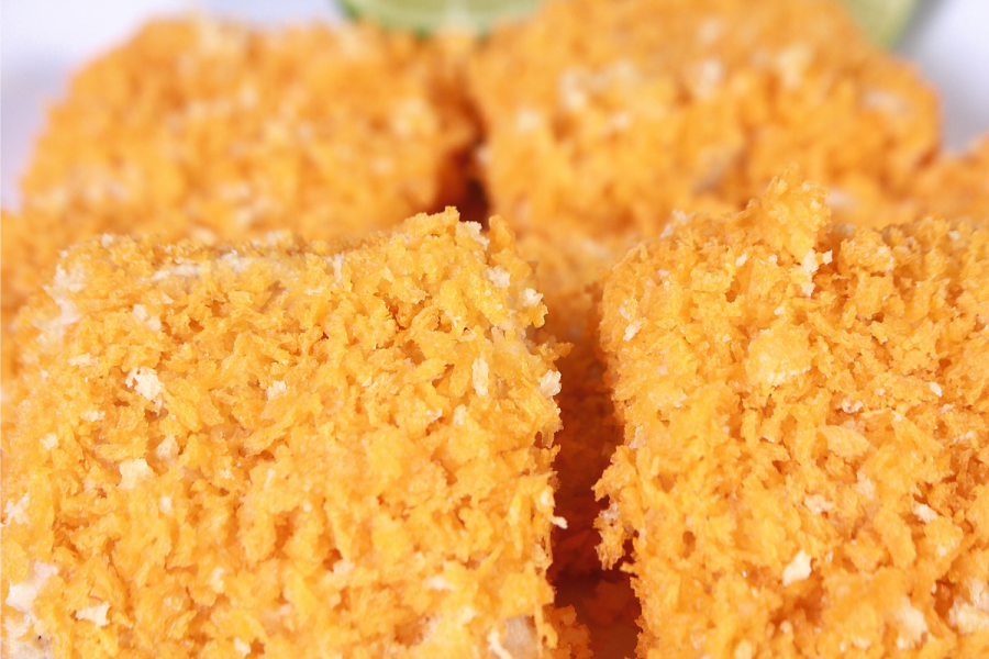 Close view of chicken nuggets.