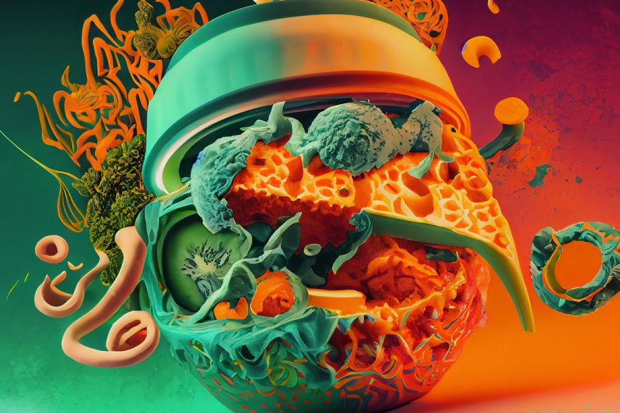 Depiction of a food nightmare, generative AI.