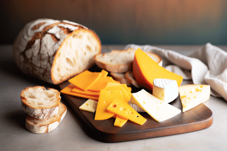 Assorted cheese and bread for grilled cheese reinvented.